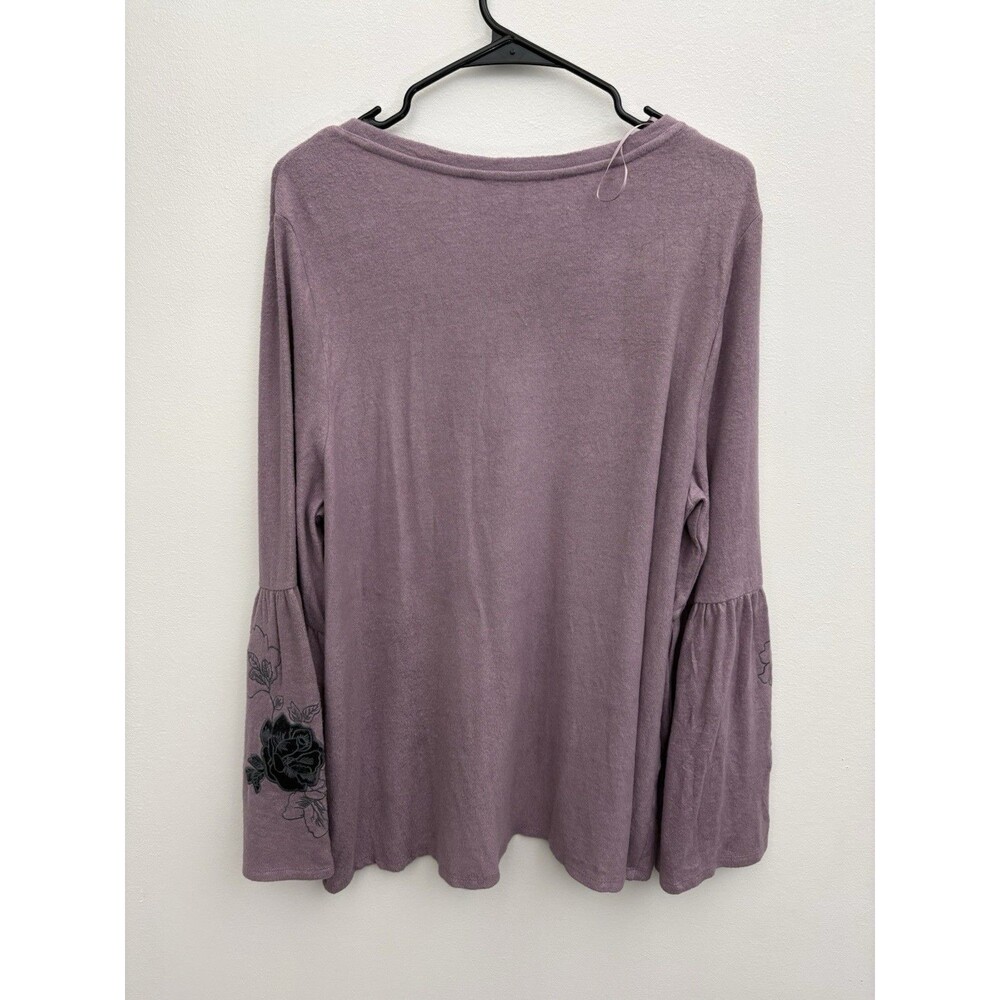 Simply Vera Wang Women’s Blouse 3/4 Bell Sleeve Scoop Neck PURPLE LAVENDER XL - Picture 3 of 12